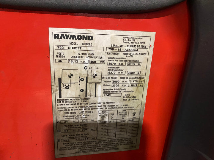 Used forklift for sale in Ajax | 2018 RAYMOND 3200 LB Electric Double Reach Truck | Model: 750-DR32TT