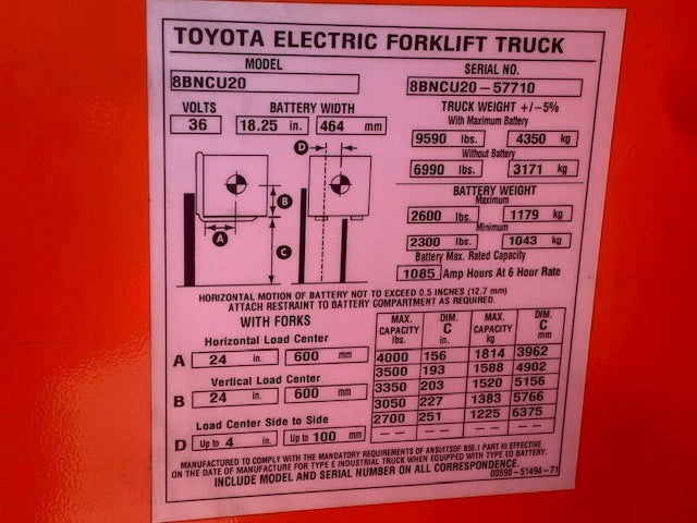 Used forklift for sale in Boucherville | 2019 TOYOTA 4,000 LB Electric Standup Counterbalance | Model: 8BNCU20M188