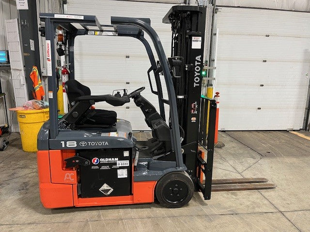 Used forklift for sale in London | 2022 TOYOTA 3,500 LB 3-Wheel Electric Forklift | Model: 8FBE18U