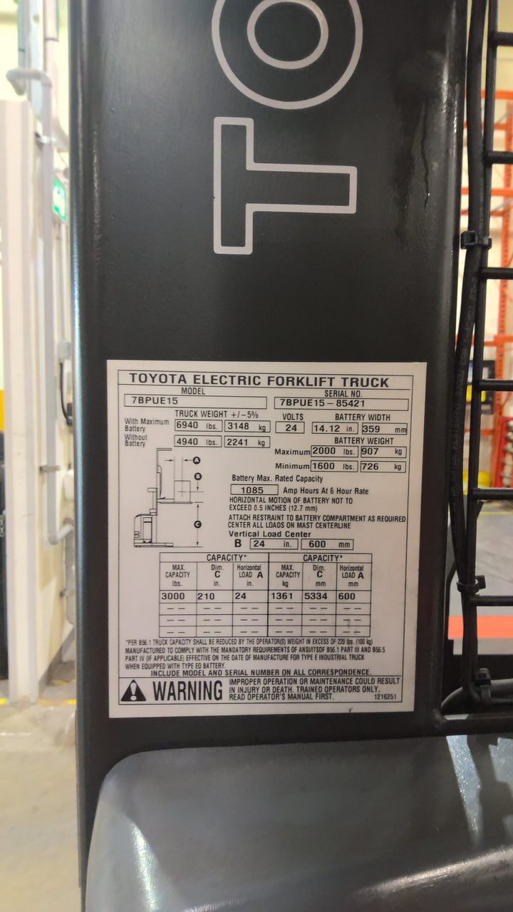 Used forklift for sale in Lachine | 2018 TOYOTA 3,000 LB Electric Order Picker | Model: 7BPUE15210