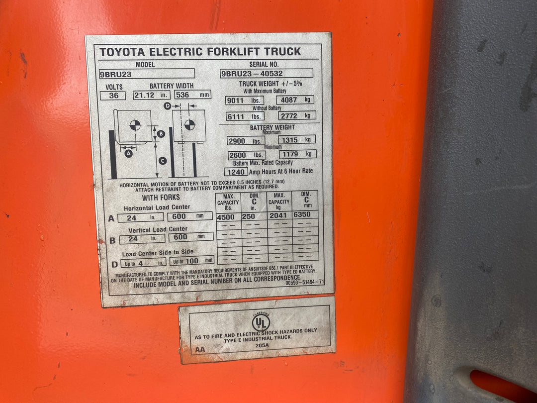 Used forklift for sale in Kitchener | 2020 TOYOTA 4,500 LB Electric Reach Truck | Model: 9BR233X250