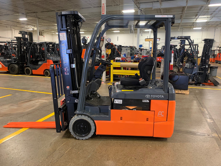 Used forklift for sale in Toronto | 2021 TOYOTA 4000 LB 3-Wheel Electric Forklift | Model: 8FBE20U
