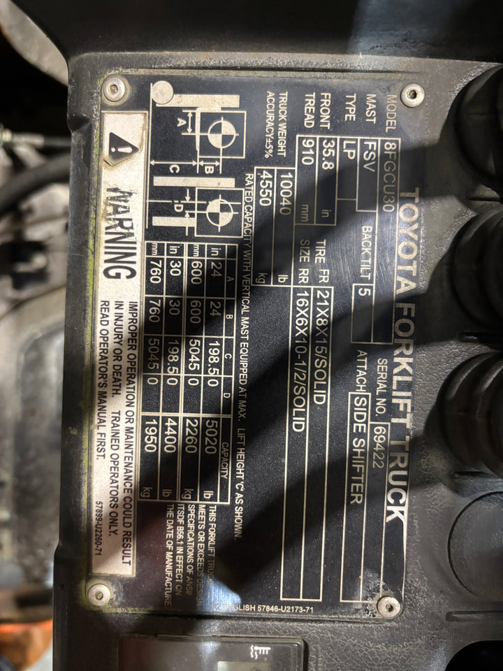 Used forklift for sale in Delta | 2017 Toyota  | Model: 8FGCU30