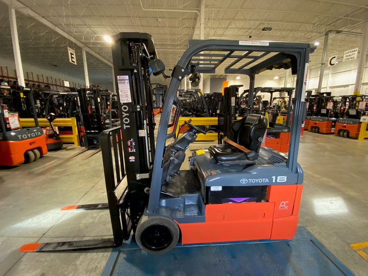 Used forklift for sale in Kitchener | 2022 TOYOTA 3,500 LB 3-Wheel Electric Forklift Longbox | Model: 8FBEH18U