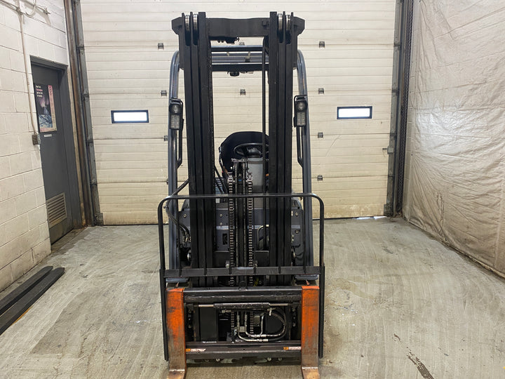 Used forklift for sale in Barrie | 2021 TOYOTA 3,500 LB 3-Wheel Electric Forklift | Model: 8FBE18U