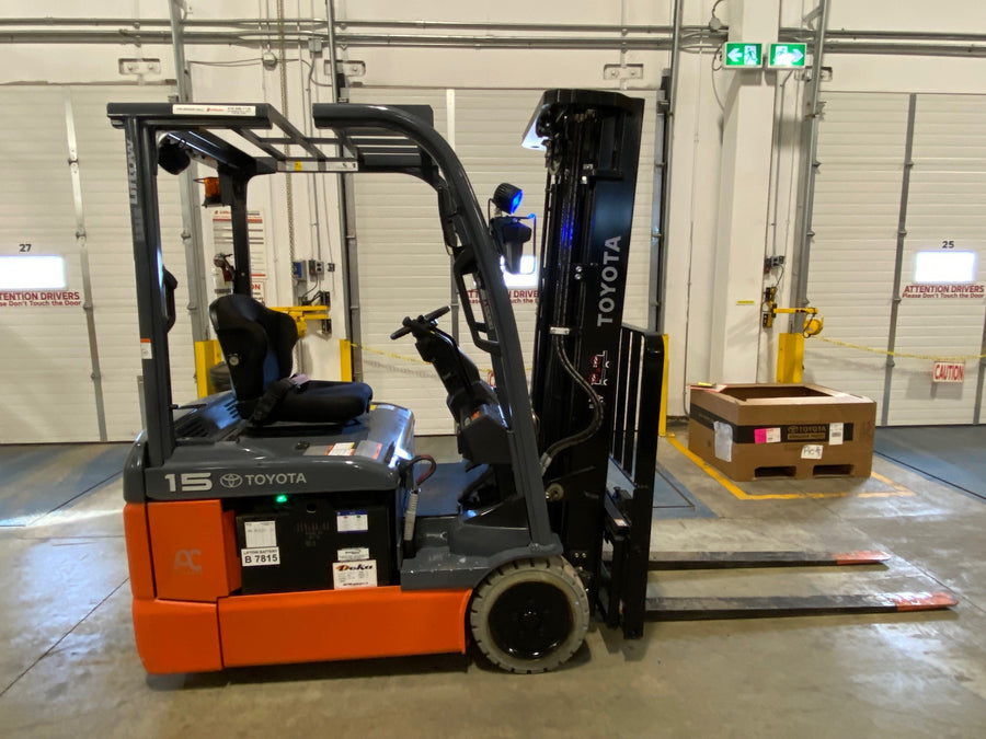 Used forklift for sale in Ajax | 2021 TOYOTA 3,000 LB 3-Wheel Electric Forklift | Model: 8FBE15U