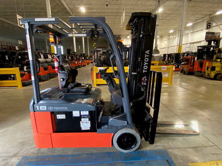 Used forklift for sale in Kitchener | 2023 TOYOTA 3,500 LB 3-Wheel Electric Forklift Longbox | Model: 8FBEH18U