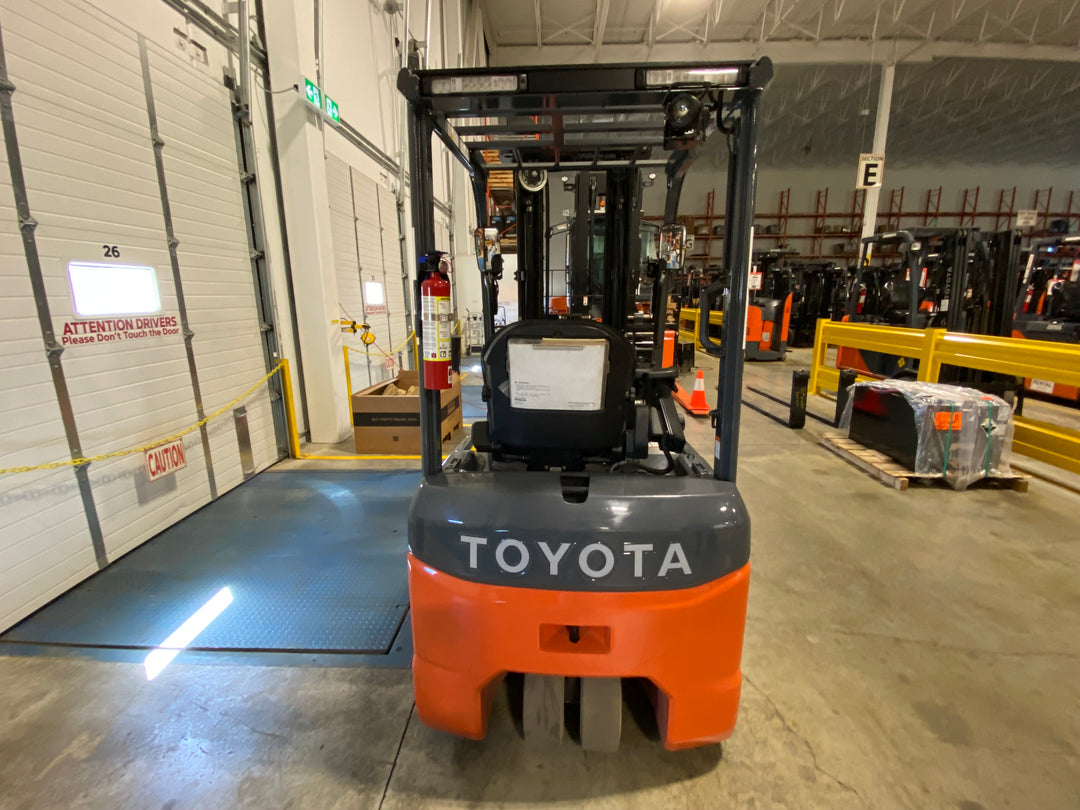 Used forklift for sale in Ajax | 2019 TOYOTA 3,500 LB 3-Wheel Electric Forklift | Model: 8FBE18U