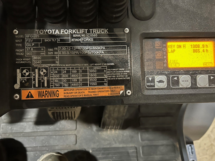 Used forklift for sale in Moncton | 2021 TOYOTA 5,000 LB IC Pneumatic Forklift | Model: 8FGU25