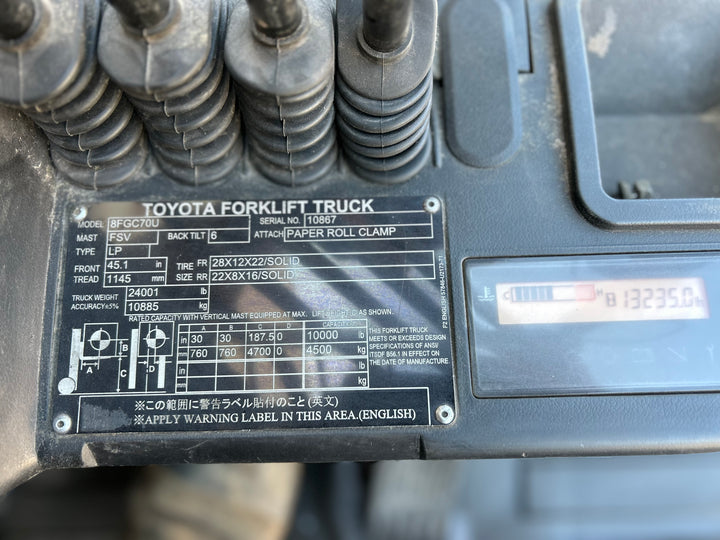 Used forklift for sale in Vaughan | 2018 TOYOTA 15500 LB IC Cushion Forklift | Model: 8FGC70U