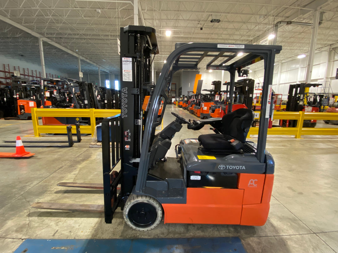 Used forklift for sale in Ajax | 2019 TOYOTA 3,500 LB 3-Wheel Electric Forklift | Model: 8FBE18U