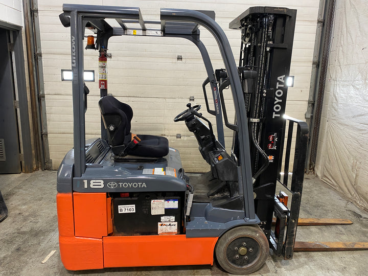 Used forklift for sale in Barrie | 2021 TOYOTA 3,500 LB 3-Wheel Electric Forklift | Model: 8FBE18U