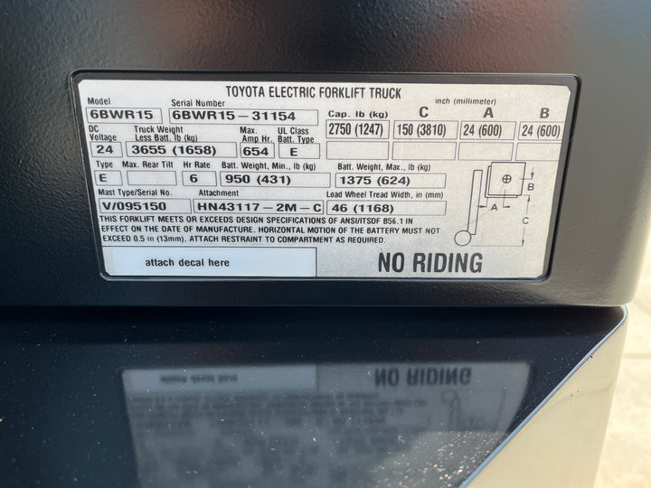 Used forklift for sale in Kitchener | 2018 TOYOTA 3,000 LB Electric Walkie Reach Walkie Stacker | Model: 6BWR152L50