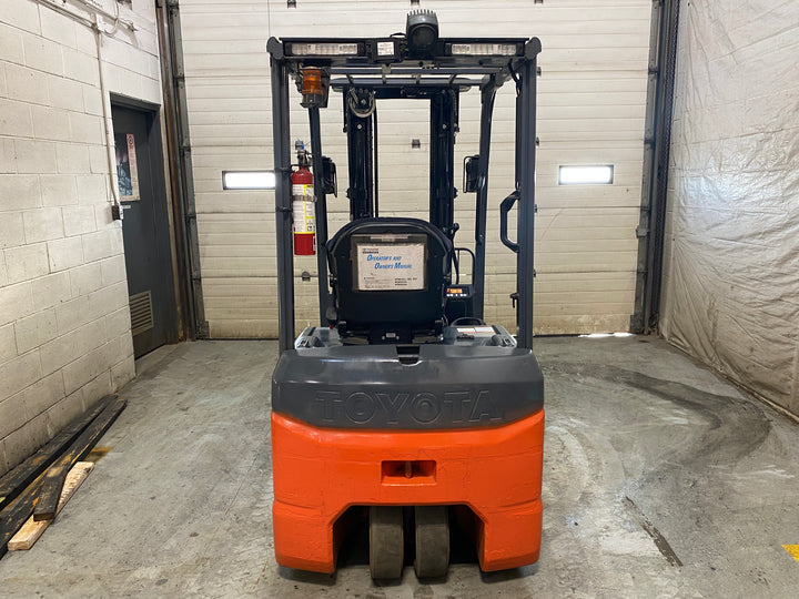 Used forklift for sale in Barrie | 2021 TOYOTA 3,500 LB 3-Wheel Electric Forklift | Model: 8FBE18U