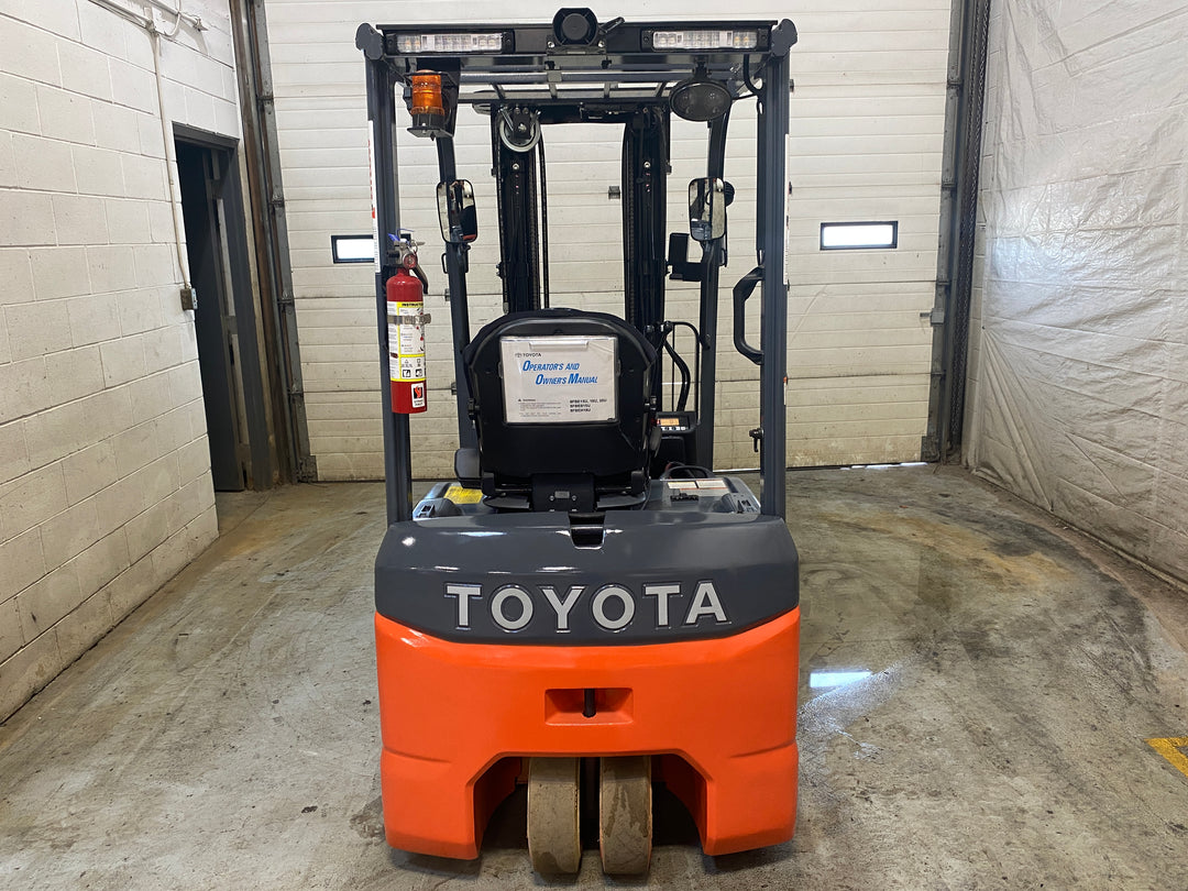 Used forklift for sale in Barrie | 2021 TOYOTA 3000 LB 3-Wheel Electric Forklift | Model: 8FBE15U