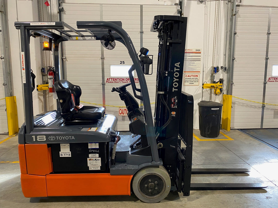 Used forklift for sale in Kitchener | 2023 TOYOTA 3,500 LB 3-Wheel Electric Forklift Longbox | Model: 8FBEH18U