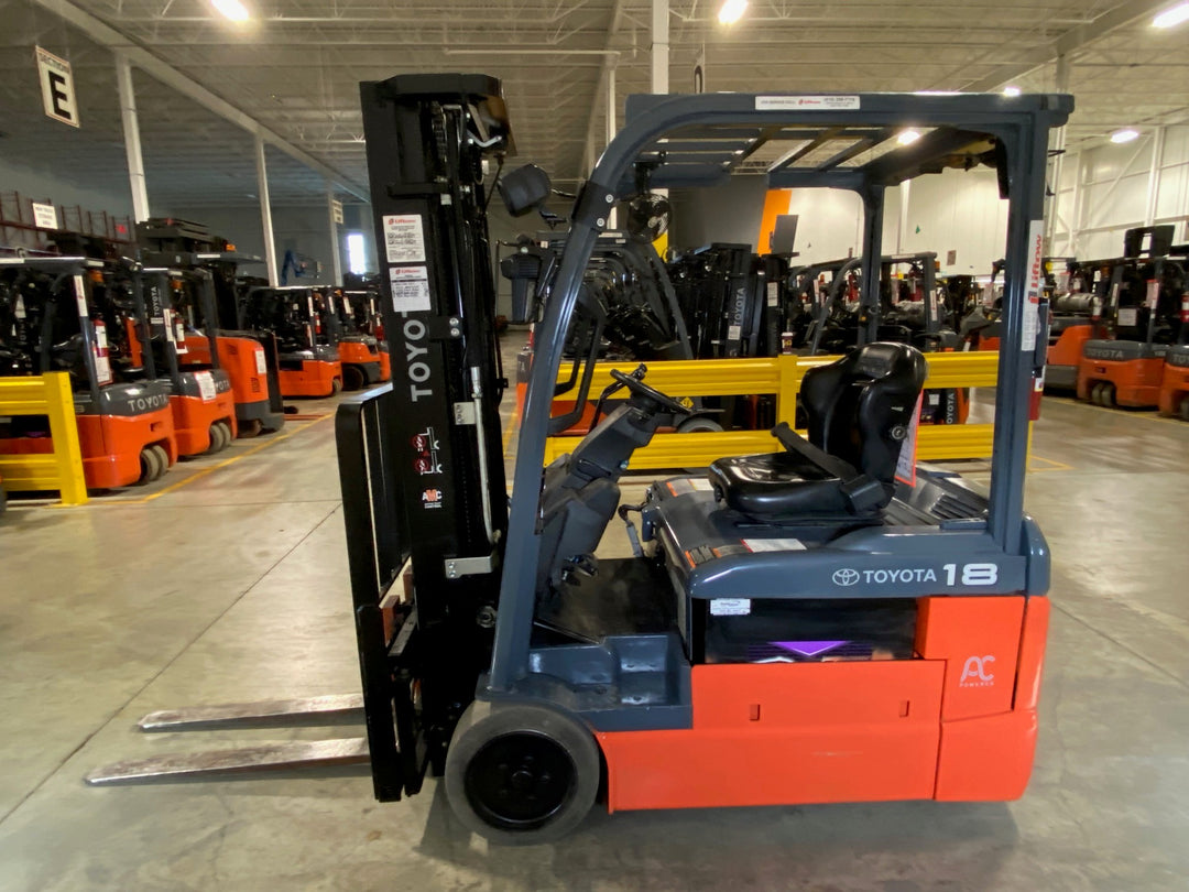 Used forklift for sale in Kitchener | 2023 TOYOTA 3,500 LB 3-Wheel Electric Forklift Longbox | Model: 8FBEH18U