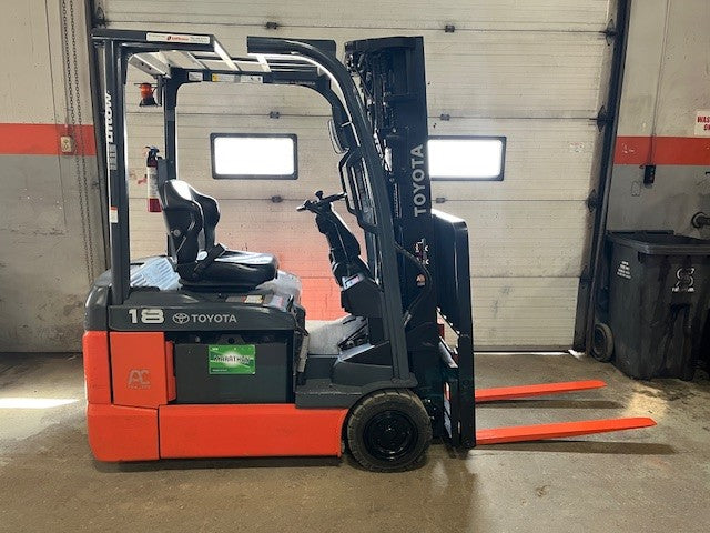 Used forklift for sale in Dartmouth | 2021 TOYOTA 3500 LB 3-Wheel Electric Forklift | Model: 8FBE18U