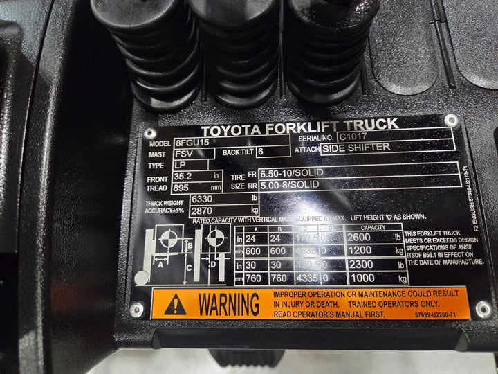 Used forklift for sale in Lachine | 2021 TOYOTA 3,000 LB IC Pneumatic Forklift | Model: 8FGU15