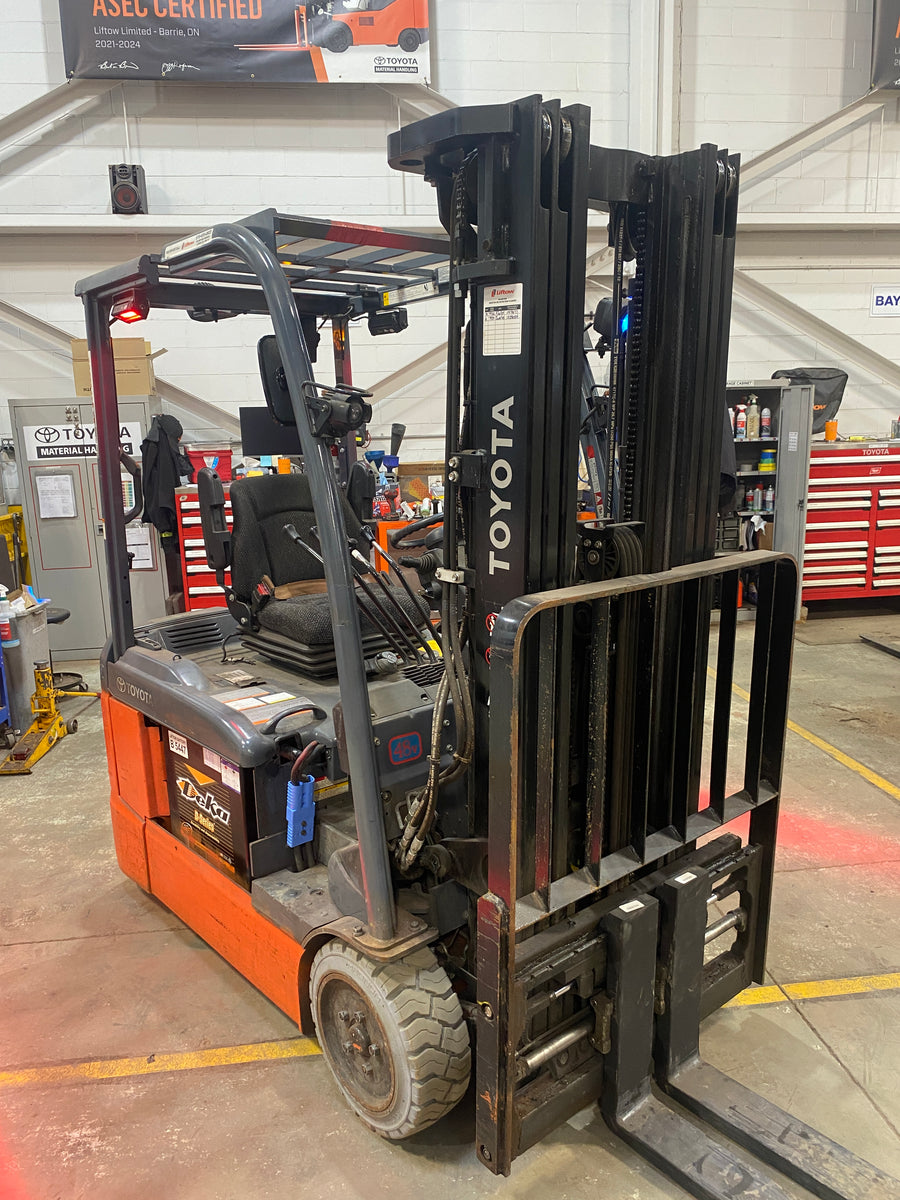 Used forklift for sale in Barrie | 2022 TOYOTA 4,000 LB 3-Wheel Electric Forklift | Model: 8FBE20U