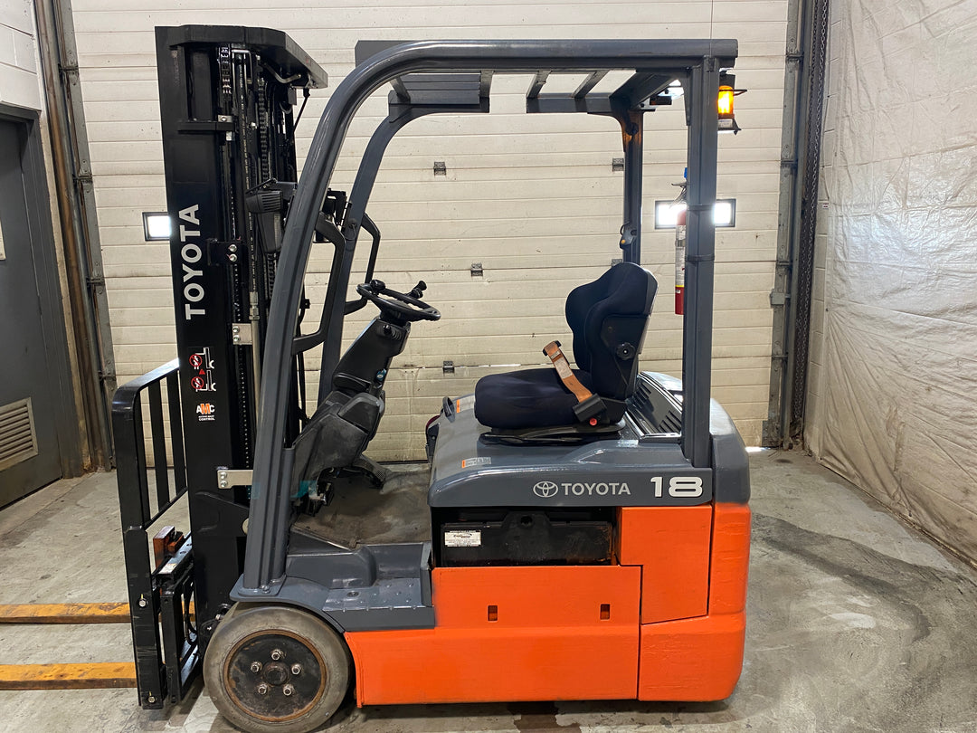 Used forklift for sale in Barrie | 2021 TOYOTA 3,500 LB 3-Wheel Electric Forklift | Model: 8FBE18U