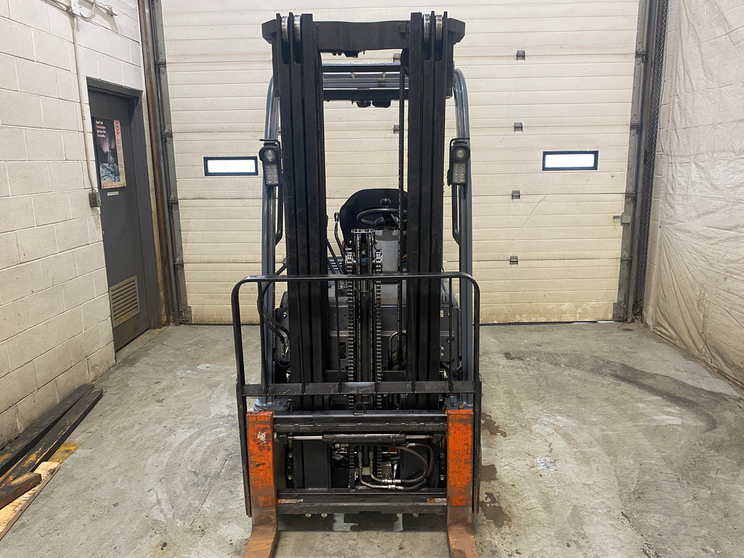 Used forklift for sale in Barrie | 2021 TOYOTA 3,500 LB 3-Wheel Electric Forklift | Model: 8FBE18U