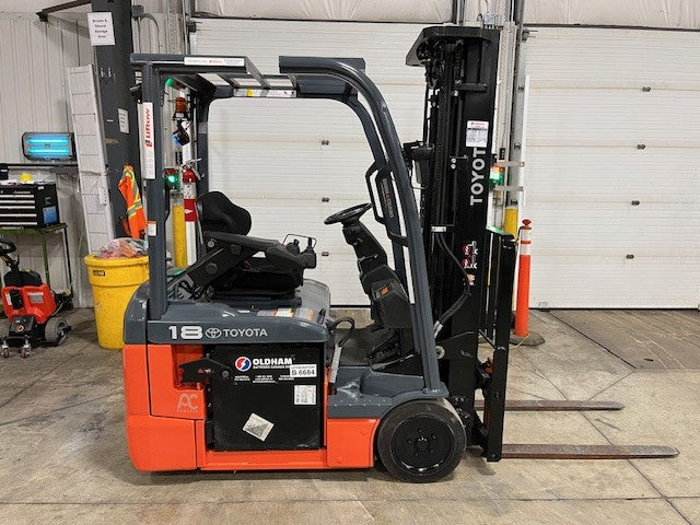 Used forklift for sale in London | 2022 TOYOTA 3,500 LB 3-Wheel Electric Forklift | Model: 8FBE18U