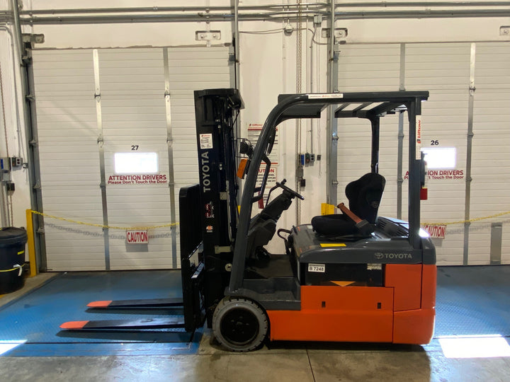 Used forklift for sale in Ajax | 2021 TOYOTA 4000 LB 3-Wheel Electric Forklift | Model: 8FBE20U