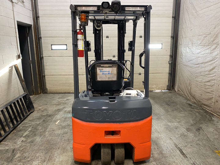 Used forklift for sale in Barrie | 2021 TOYOTA 3,500 LB 3-Wheel Electric Forklift | Model: 8FBE18U