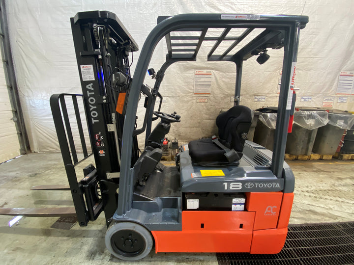 Used forklift for sale in Barrie | 2019 TOYOTA 3,500 LB 3-Wheel Electric Forklift | Model: 8FBE18U