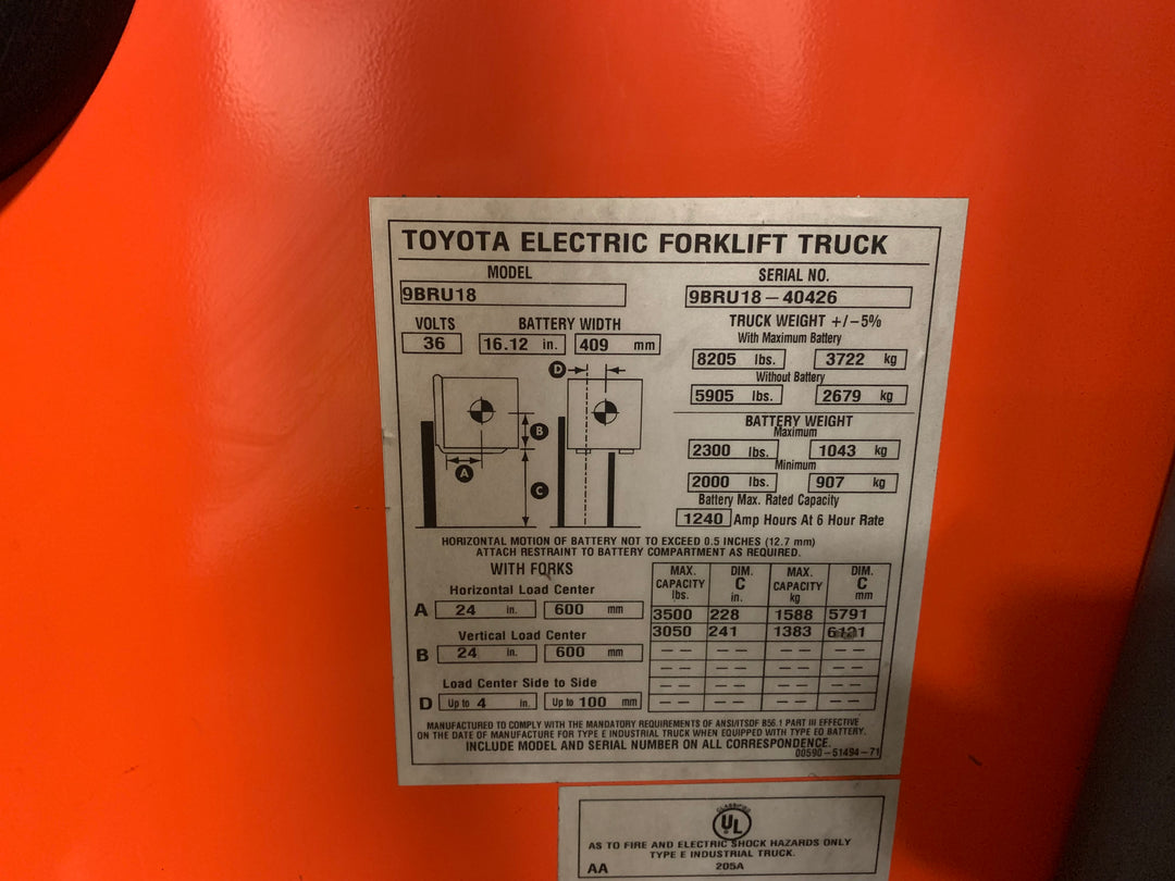 Used forklift for sale in Toronto | 2019 TOYOTA 3,500 LB Electric Reach Truck | Model: 9BR183M241