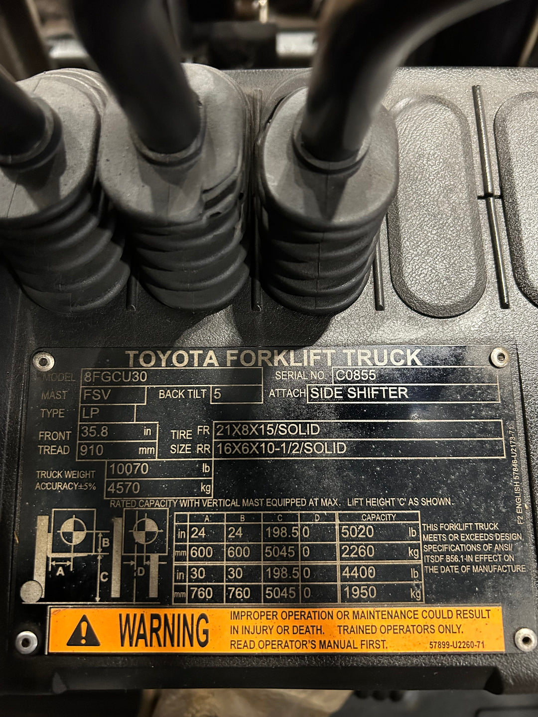 Used forklift for sale in Vaughan | 2020 TOYOTA 6000 LB IC Cushion Forklift | Model: 8FGCU30