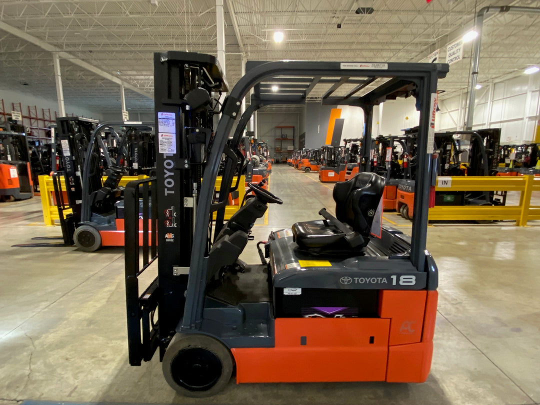 Used forklift for sale in Kitchener | 2023 TOYOTA 3,500 LB 3-Wheel Electric Forklift Longbox | Model: 8FBEH18U