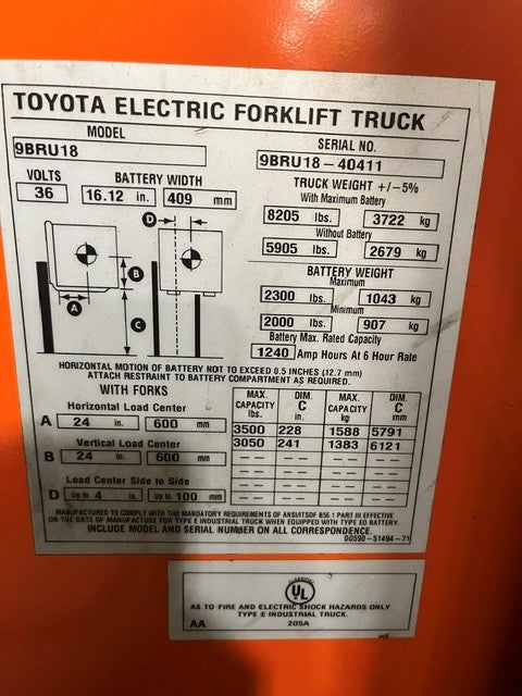 Used forklift for sale in Kitchener | 2019 TOYOTA 3,500 LB Electric Reach Truck | Model: 9BR183M241