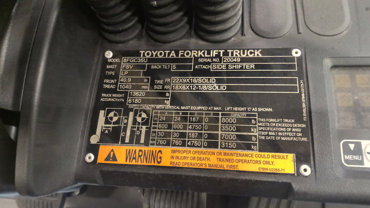 Used forklift for sale in Lachine | 2020 TOYOTA 8,000 LB IC Cushion Forklift | Model: 8FGC35U