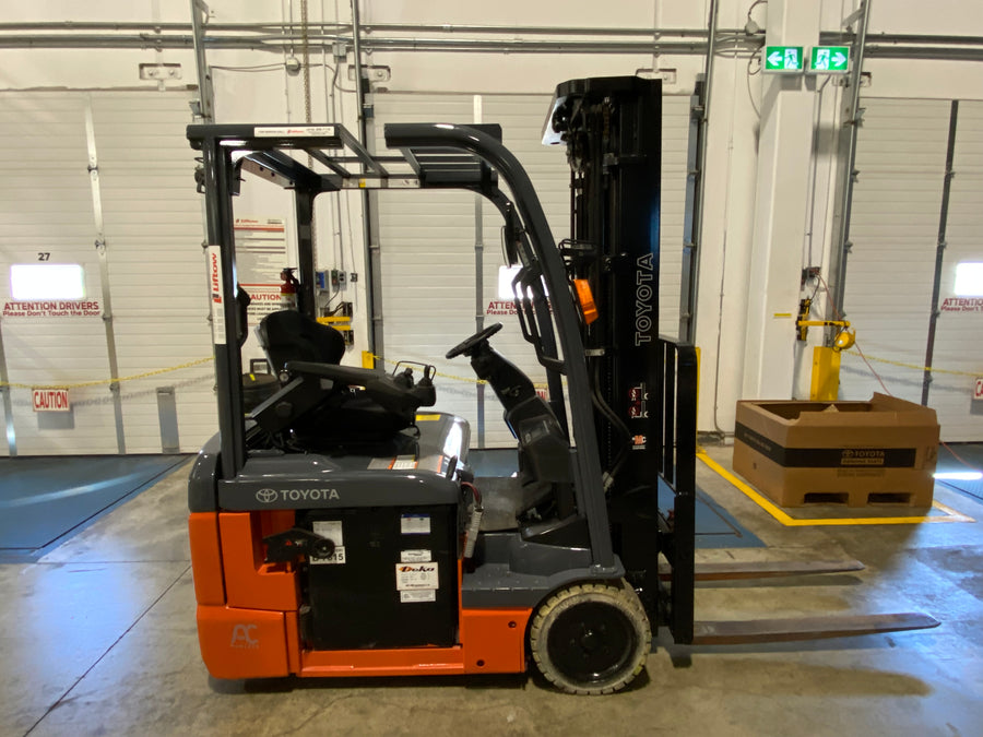 Used forklift for sale in Ajax | 2019 TOYOTA 3,500 LB 3-Wheel Electric Forklift | Model: 8FBE18U