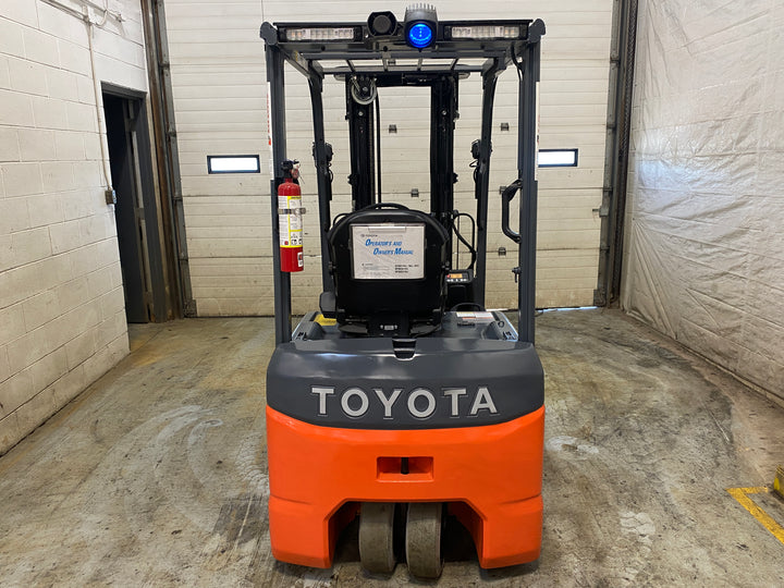 Used forklift for sale in Barrie | 2021 TOYOTA 4000 LB 3-Wheel Electric Forklift | Model: 8FBE20U