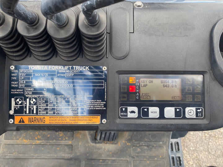 Used forklift for sale in Kitchener | 2021 TOYOTA 6,000 LB IC Cushion Forklift | Model: 8FGCU30