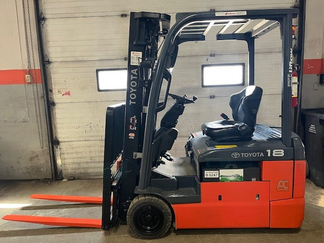 Used forklift for sale in Dartmouth | 2021 TOYOTA 3500 LB 3-Wheel Electric Forklift | Model: 8FBE18U