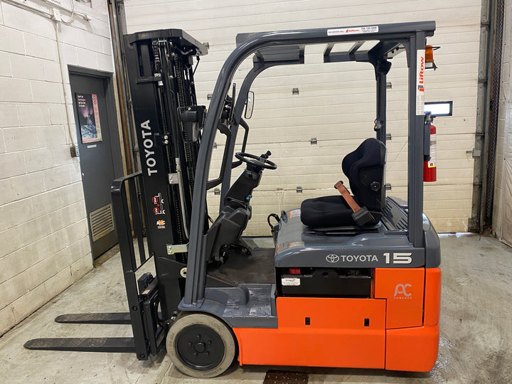 Used forklift for sale in Barrie | 2021 TOYOTA 3000 LB 3-Wheel Electric Forklift | Model: 8FBE15U