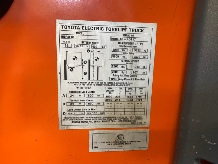 Used forklift for sale in Kitchener | 2019 TOYOTA 3,500 LB Electric Reach Truck | Model: 9BR183M241