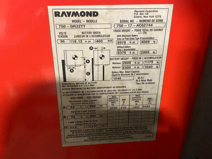 Used forklift for sale in Ajax | 2017 RAYMOND 3200 LB Electric Double Reach Truck | Model: 750-DR32TT