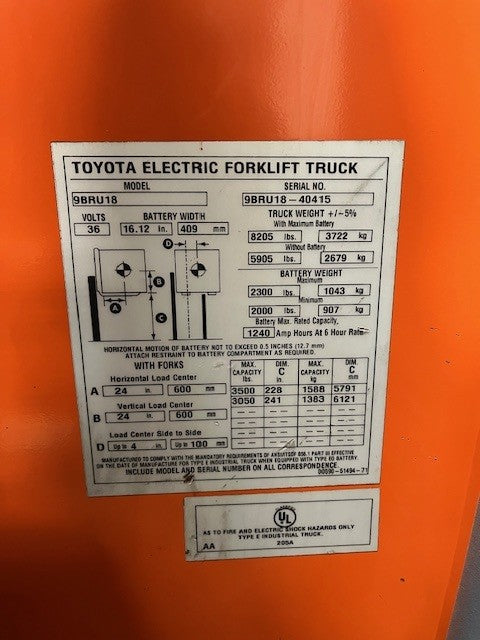 Used forklift for sale in Kitchener | 2019 TOYOTA 3,500 LB Electric Reach Truck | Model: 9BR183M241