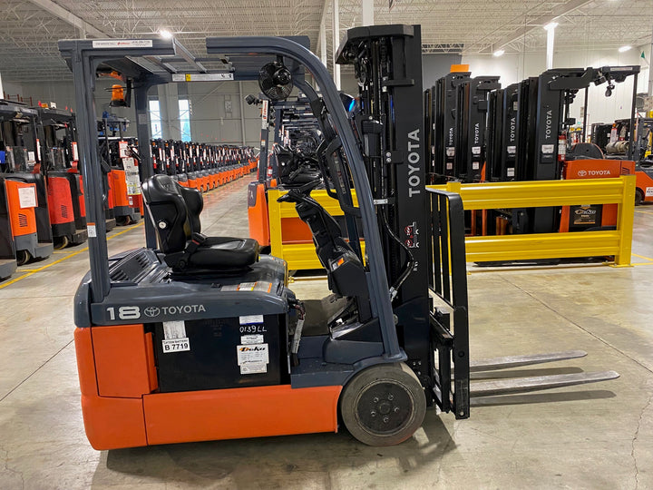 Used forklift for sale in Kitchener | 2023 TOYOTA 3,500 LB 3-Wheel Electric Forklift Longbox | Model: 8FBEH18U