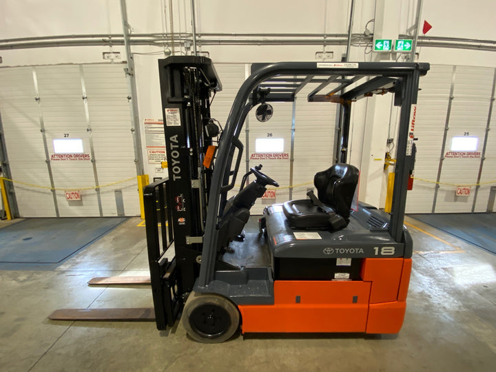 Used forklift for sale in Kitchener | 2021 TOYOTA 3,500 LB 3-Wheel Electric Forklift Longbox | Model: 8FBEH18U