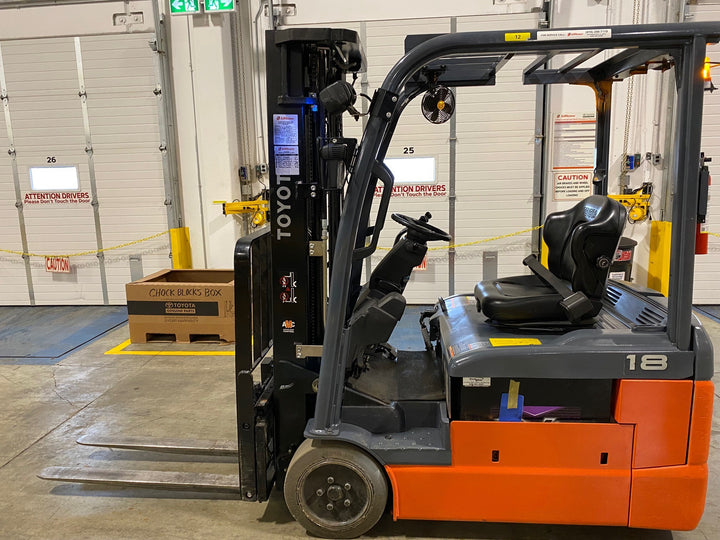 Used forklift for sale in Kitchener | 2023 TOYOTA 3,500 LB 3-Wheel Electric Forklift Longbox | Model: 8FBEH18U