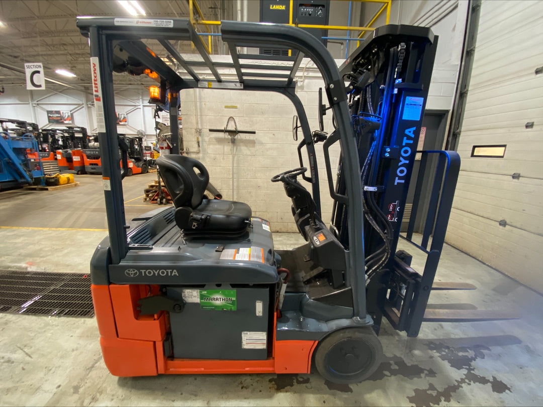 Used forklift for sale in Barrie | 2022 TOYOTA 4,000 LB 3-Wheel Electric Forklift | Model: 8FBE20U