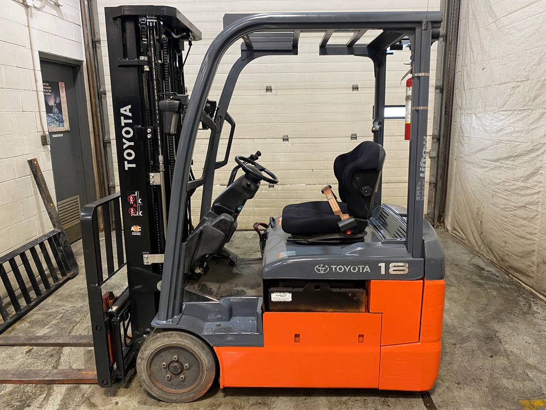 Used forklift for sale in Barrie | 2021 TOYOTA 3,500 LB 3-Wheel Electric Forklift | Model: 8FBE18U