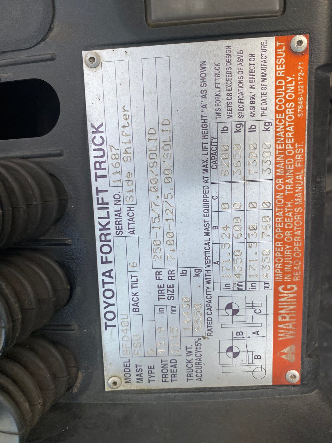 Used forklift for sale in Delta | 2000 Toyota  | Model: 8FD40U