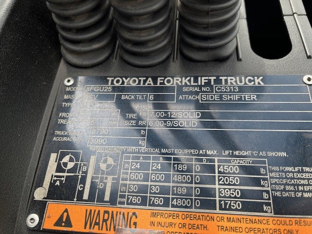 Used forklift for sale in Windsor | 2021 TOYOTA 5000 LB IC Pneumatic Forklift | Model: 8FGU25
